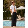 imageCOOFANDY Mens Linen Pant Elastic Waist Linen Pants Drawstring Summer Beach PantA Black