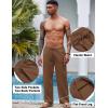 imageCOOFANDY Mens Linen Pant Elastic Waist Linen Pants Drawstring Summer Beach PantA Brown