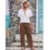 imageCOOFANDY Mens Linen Pant Elastic Waist Linen Pants Drawstring Summer Beach PantA Brown