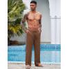 imageCOOFANDY Mens Linen Pant Elastic Waist Linen Pants Drawstring Summer Beach PantA Brown