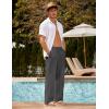 imageCOOFANDY Mens Linen Pant Elastic Waist Linen Pants Drawstring Summer Beach PantA Dark Grey