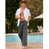 imageCOOFANDY Mens Linen Pant Elastic Waist Linen Pants Drawstring Summer Beach PantA Dark Grey
