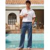 imageCOOFANDY Mens Linen Pant Elastic Waist Linen Pants Drawstring Summer Beach PantA Denim Blue
