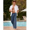 imageCOOFANDY Mens Linen Pant Elastic Waist Linen Pants Drawstring Summer Beach PantA Denim Blue