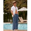 imageCOOFANDY Mens Linen Pant Elastic Waist Linen Pants Drawstring Summer Beach PantA Denim Blue