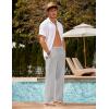 imageCOOFANDY Mens Linen Pant Elastic Waist Linen Pants Drawstring Summer Beach PantA Grey