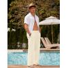 imageCOOFANDY Mens Linen Pant Elastic Waist Linen Pants Drawstring Summer Beach PantA Light Khaki