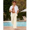 imageCOOFANDY Mens Linen Pant Elastic Waist Linen Pants Drawstring Summer Beach PantA Light Khaki