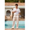 imageCOOFANDY Mens Linen Pant Elastic Waist Linen Pants Drawstring Summer Beach PantA Linen Khaki