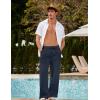 imageCOOFANDY Mens Linen Pant Elastic Waist Linen Pants Drawstring Summer Beach PantA Navy Blue