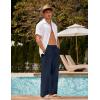 imageCOOFANDY Mens Linen Pant Elastic Waist Linen Pants Drawstring Summer Beach PantA Navy Blue