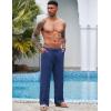 imageCOOFANDY Mens Linen Pant Elastic Waist Linen Pants Drawstring Summer Beach PantA Royal Blue