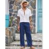 imageCOOFANDY Mens Linen Pant Elastic Waist Linen Pants Drawstring Summer Beach PantA Royal Blue