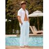 imageCOOFANDY Mens Linen Pant Elastic Waist Linen Pants Drawstring Summer Beach PantA Sky Blue