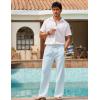 imageCOOFANDY Mens Linen Pant Elastic Waist Linen Pants Drawstring Summer Beach PantA Sky Blue