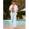 imageCOOFANDY Mens Linen Pant Elastic Waist Linen Pants Drawstring Summer Beach PantA Sky Blue