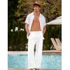 imageCOOFANDY Mens Linen Pant Elastic Waist Linen Pants Drawstring Summer Beach PantA White