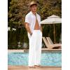 imageCOOFANDY Mens Linen Pant Elastic Waist Linen Pants Drawstring Summer Beach PantA White