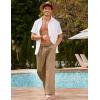 imageCOOFANDY Mens Linen Pant Elastic Waist Linen Pants Drawstring Summer Beach PantB Dark Khaki