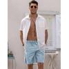 imageCOOFANDY Mens Linen Shorts Casual Elastic Waist Drawstring Short Summer Beach Vacation ShortsAlight Blue