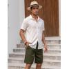 imageCOOFANDY Mens Linen Shorts Casual Elastic Waist Drawstring Short Summer Beach Vacation ShortsArmy Green