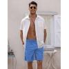 imageCOOFANDY Mens Linen Shorts Casual Elastic Waist Drawstring Short Summer Beach Vacation ShortsDark Blue