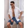 imageCOOFANDY Mens Linen Shorts Casual Elastic Waist Drawstring Short Summer Beach Vacation ShortsDenim Blue