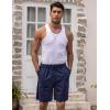 imageCOOFANDY Mens Linen Shorts Casual Elastic Waist Drawstring Short Summer Beach Vacation ShortsNavy Blue