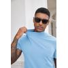 imageCOOFANDY Mens Mock Turtleneck Shirts Casual Premium Cotton Short Sleeve Shirt Basic Half Neck TShirtsLight Blue