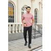 imageCOOFANDY Mens Mock Turtleneck Shirts Casual Premium Cotton Short Sleeve Shirt Basic Half Neck TShirtsPink