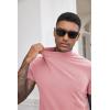imageCOOFANDY Mens Mock Turtleneck Shirts Casual Premium Cotton Short Sleeve Shirt Basic Half Neck TShirtsPink