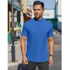 imageCOOFANDY Mens Mock Turtleneck Shirts Short Sleeve Casual Basic TShirts Ribbed Solid Pullover TopsBlue