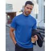imageCOOFANDY Mens Mock Turtleneck Shirts Short Sleeve Casual Basic TShirts Ribbed Solid Pullover TopsBlue