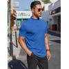 imageCOOFANDY Mens Mock Turtleneck Shirts Short Sleeve Casual Basic TShirts Ribbed Solid Pullover TopsBlue