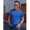 imageCOOFANDY Mens Mock Turtleneck Shirts Short Sleeve Casual Basic TShirts Ribbed Solid Pullover TopsBlue