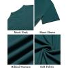 imageCOOFANDY Mens Mock Turtleneck Shirts Short Sleeve Casual Basic TShirts Ribbed Solid Pullover TopsLake Green