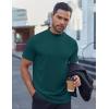 imageCOOFANDY Mens Mock Turtleneck Shirts Short Sleeve Casual Basic TShirts Ribbed Solid Pullover TopsLake Green