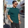 imageCOOFANDY Mens Mock Turtleneck Shirts Short Sleeve Casual Basic TShirts Ribbed Solid Pullover TopsLake Green