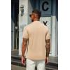 imageCOOFANDY Mens Mock Turtleneck T Shirt Short Sleeve Slim Fit Basic Casual Solid Color Pullover TeeAkhaki