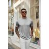 imageCOOFANDY Mens Mock Turtleneck T Shirt Short Sleeve Slim Fit Basic Casual Solid Color Pullover TeeAlight Grey