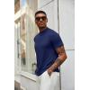 imageCOOFANDY Mens Mock Turtleneck T Shirt Short Sleeve Slim Fit Basic Casual Solid Color Pullover TeeAnavy Blue