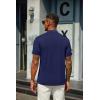 imageCOOFANDY Mens Mock Turtleneck T Shirt Short Sleeve Slim Fit Basic Casual Solid Color Pullover TeeAnavy Blue