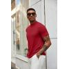 imageCOOFANDY Mens Mock Turtleneck T Shirt Short Sleeve Slim Fit Basic Casual Solid Color Pullover TeeAwine Red