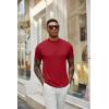 imageCOOFANDY Mens Mock Turtleneck T Shirt Short Sleeve Slim Fit Basic Casual Solid Color Pullover TeeAwine Red