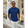imageCOOFANDY Mens Mock Turtleneck T Shirt Short Sleeve Slim Fit Basic Casual Solid Color Pullover TeeDark Blue