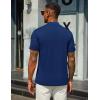 imageCOOFANDY Mens Mock Turtleneck T Shirt Short Sleeve Slim Fit Basic Casual Solid Color Pullover TeeDark Blue