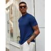 imageCOOFANDY Mens Mock Turtleneck T Shirt Short Sleeve Slim Fit Basic Casual Solid Color Pullover TeeDark Blue