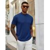 imageCOOFANDY Mens Mock Turtleneck T Shirt Short Sleeve Slim Fit Basic Casual Solid Color Pullover TeeDark Blue