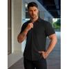 imageCOOFANDY Mens Muscle Fit Dress Shirts Stretch WrinkleFree Short Sleeve Casual Button Down ShirtsBlack