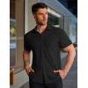 imageCOOFANDY Mens Muscle Fit Dress Shirts Stretch WrinkleFree Short Sleeve Casual Button Down ShirtsBlack